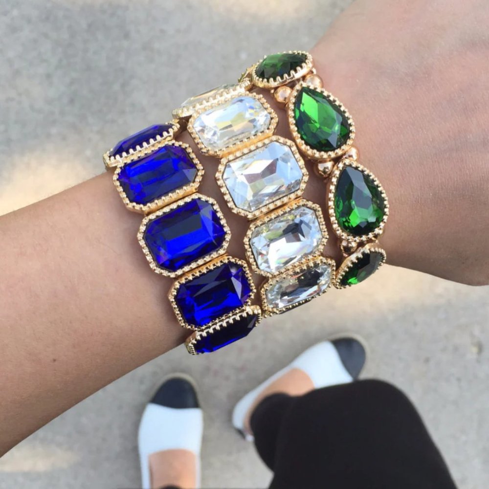 Glamour Girl Crystal Stretch Bracelets Blue Green
